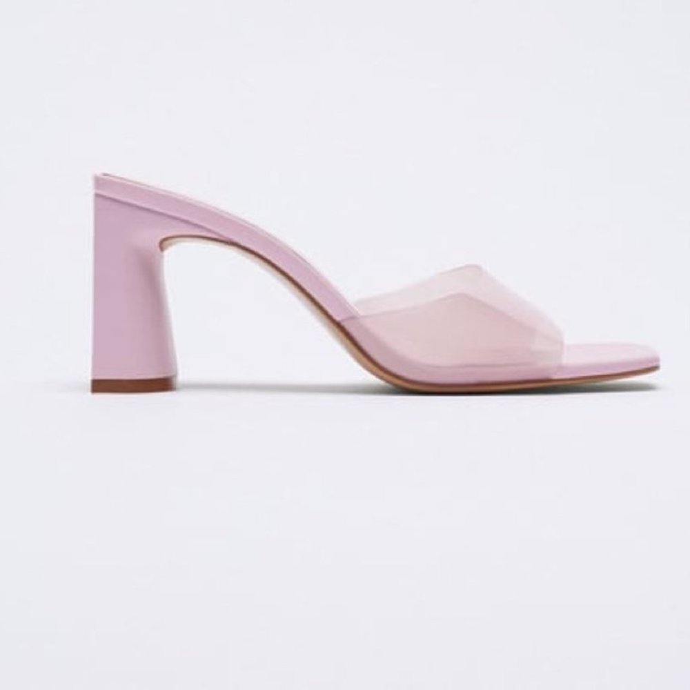 Zara Purple Jelly Vinyl Chunky  Barbie Heels
